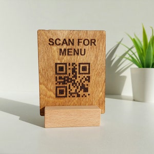 Panneau de menu QR Code sur mesure, panneau de restaurant en bois gravé sur mesure, panneau en bois QR Code pour café-bar image 7