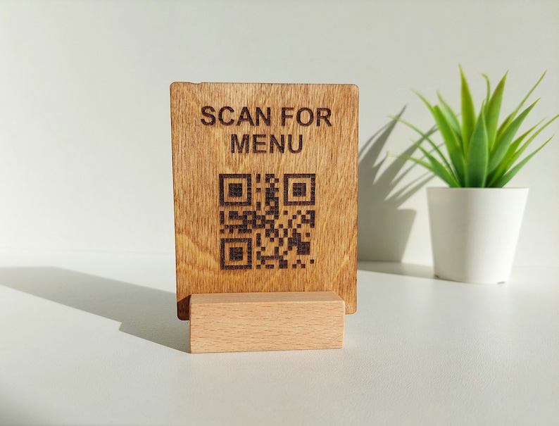 Panneau de menu QR Code sur mesure, panneau de restaurant en bois gravé sur mesure, panneau en bois QR Code pour café-bar image 7