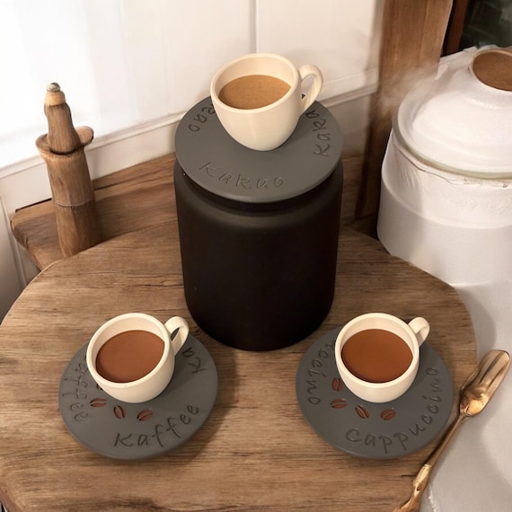 Tassen-Deckel-Deko: Kaffee, Cappuccino, Kakao für Eklatera (Ikea)