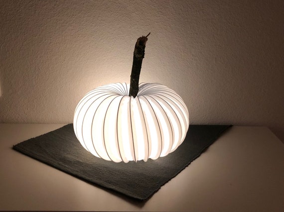 2er Set LED Kürbis Weiß 11cm - Herbstdeko Mit Timer Funktion