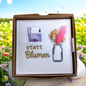 Filz-Geschenktasche für Gutschein/Geldgeschenk, Wunscherfüller: STATT BLUMEN