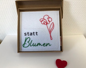 Filz-Geschenktasche für Gutschein/Geldgeschenk, Wunscherfüller: STATT BLUMEN