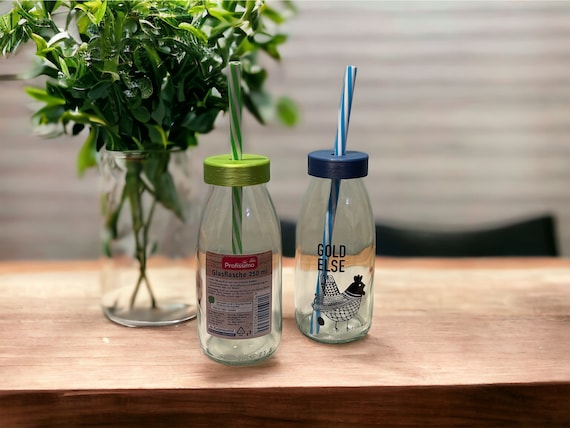 Blumenhalter Deckel für TO43 Glas Flasche - Upcycling Vase - Strohhalm-Deko- Deckel - Geschenk