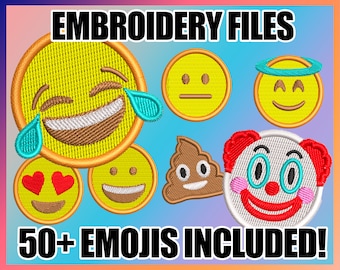 1.5" EMOJI Embroidery Files - 56 Total Emojis!