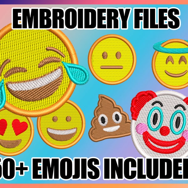 1,5" EMOJI Stickdateien - 56 Emojis insgesamt!