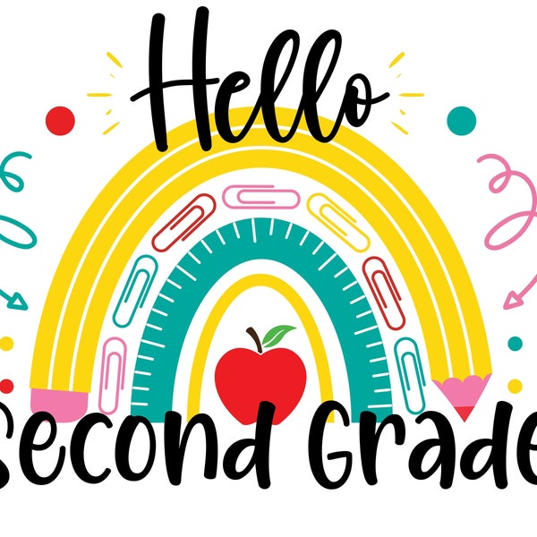 Hello 2nd Grade PNG, instant download Back to School