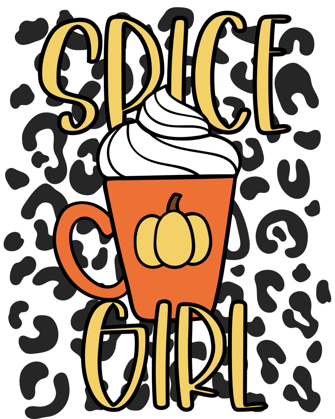 Pumpkin Spice PNG Instant Download Pumpkin Latte Leopard Print - Etsy