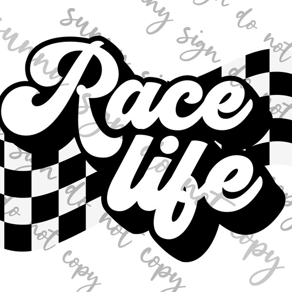 Race Life Checkered Flag Racing PNG SVG instant download retro