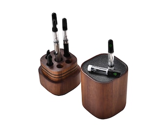 High-End Acacia Wood Vape Organizer - A Unique Design for Your Vaping Collection