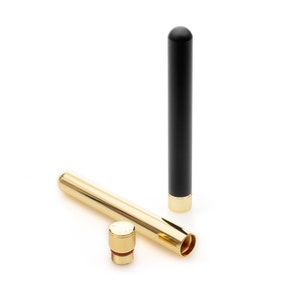2 Pack Brass Doob Tube Smell Proof | Moisture-Resistant Joint Container | Odor Sealing blunt holder with Cone Holding Cap | Black & Gold