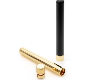 2 Pack Brass Doob Tube Smell Proof | Moisture-Resistant Joint Container | Odor Sealing blunt holder with Cone Holding Cap | Black & Gold