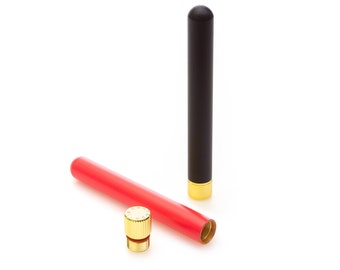 2 Pack Brass Doob Tube Smell Proof | Moisture-Resistant Joint Container | Odor Sealing blunt holder with Cone Holding Cap | Black & Red