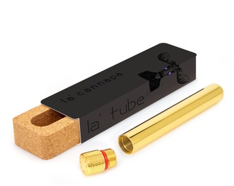 La'Cannapa Brass Doob Tube Smell Proof | Moisture-Resistant Joint Container | Odor Sealing Joint case with Cone Holding Cap |weed case|Gold