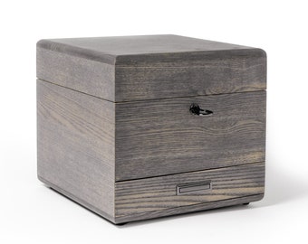 Smell Proof Gray Ash Wood Stash Box Kit - Elevate Your Cannabis Experience with the Ultimate Lockable Ash Wood Stash Box and Accessories