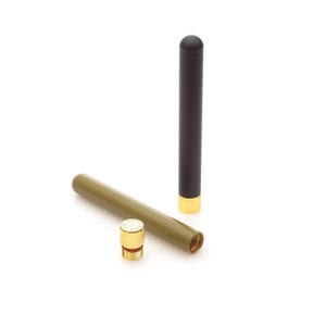 2 Pack Brass Doob Tube Smell Proof | Moisture-Resistant Joint Container | Odor Sealing blunt holder with Cone Holding Cap | Black & Olive
