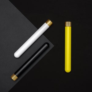 3 Pack Brass Doob Tube Smell Proof | Moisture-Resistant Joint Container | Air tight blunt holder with Cone Holding Cap |Black, White & Lemon