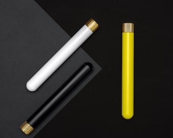 3 Pack Brass Doob Tube Smell Proof | Moisture-Resistant Joint Container | Air tight blunt holder with Cone Holding Cap |Black, White & Lemon