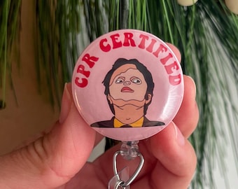 Dwight/ CPR Certified badge reel/ Badge reel holder/ Nurse badge reel/ Gift for nurse/ Student nurse badge reel/ Funny badge reel