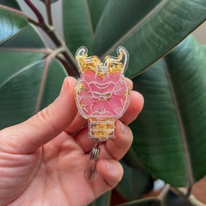 Larynx Badge Reel, Speech language pathologist, SLP badge reel, Anatomical badge reel, floral resin badge reel, gift for SLP