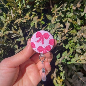 Bow Badge Reel, Cheer Bow, Cute Badge Reel, Nurse badge reel, pink bow badge reel