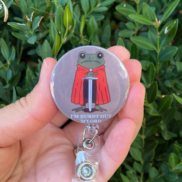 Nurse gift, Overstimulated, Nurse Gift, Healthcare worker, RN, Surgeon, Hold on partner, Frog badge holder, funny badge reel