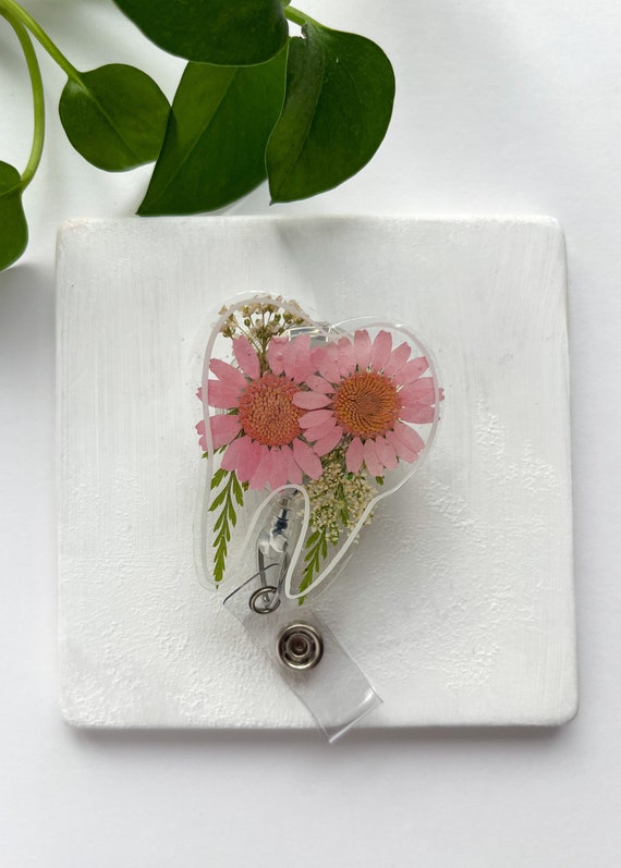 Handmade Pressed Flowers Tooth Badge Reel Clip Personalized Her