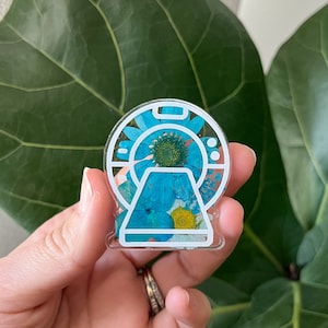 Carrete de insignia de resonancia magnética, carrete de insignia de flor prensada en resina, tecnología de resonancia magnética, regalo para tecnología de resonancia magnética, carrete de insignia