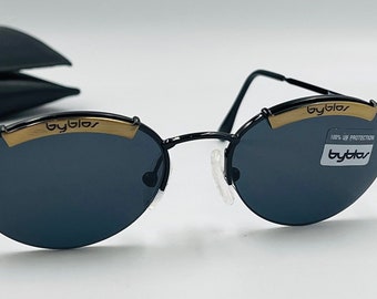 NOS Byblos raras gafas de sol de la década de 1990 ovaladas originales steampunk hip hop rap gafas de sol ovaladas hechas en Italia gafas de sol retrofuturistas futuristas