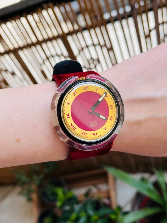 Swiss Made Swatch Rare Red Velvet Crystal Band Watch NIB s_wp_630ebbdc24237a56e7a9efd4.webp main image 2