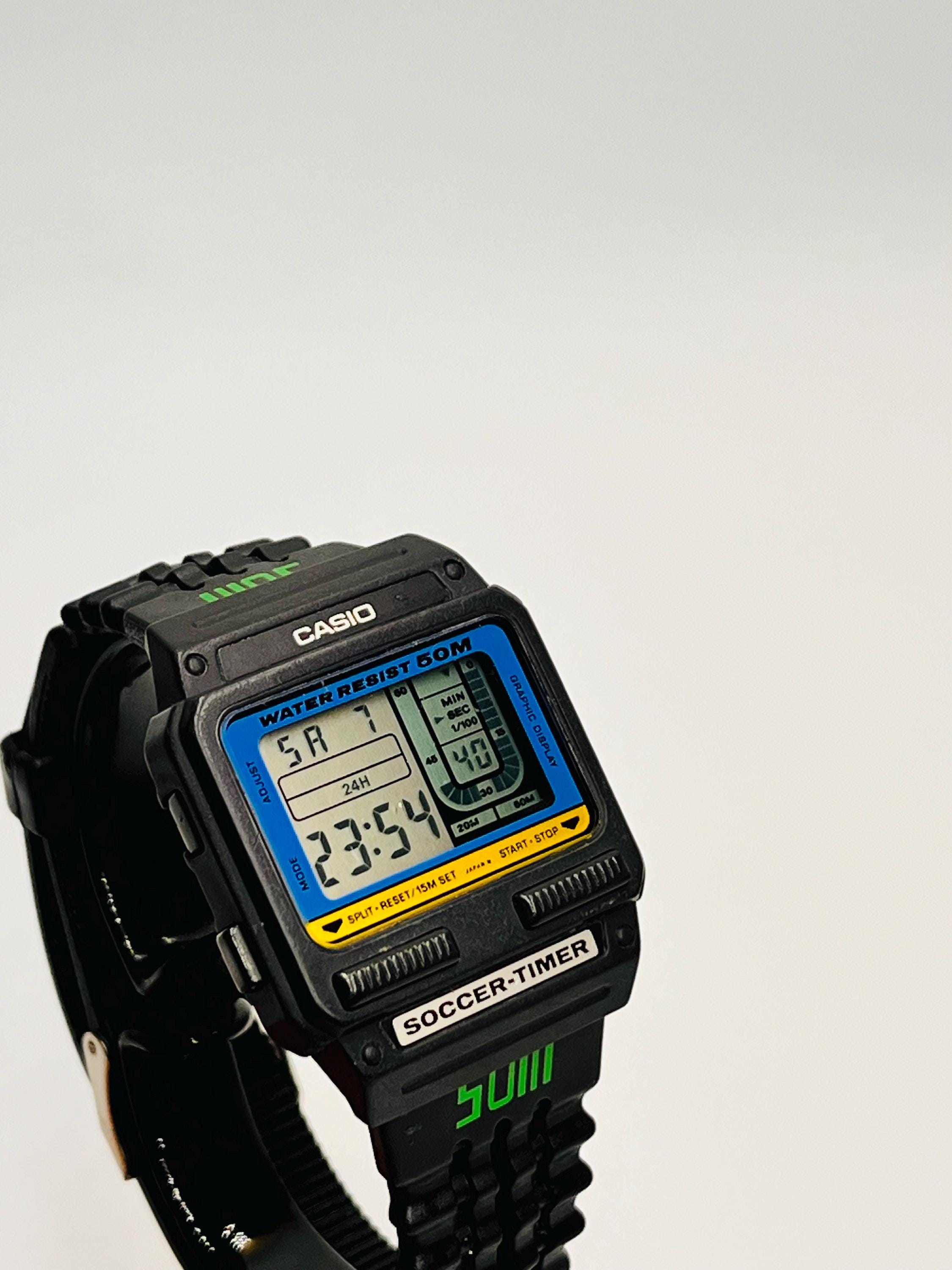 Vintage 1986 Casio Soccer Timer Watch SW-110, Digital Sports