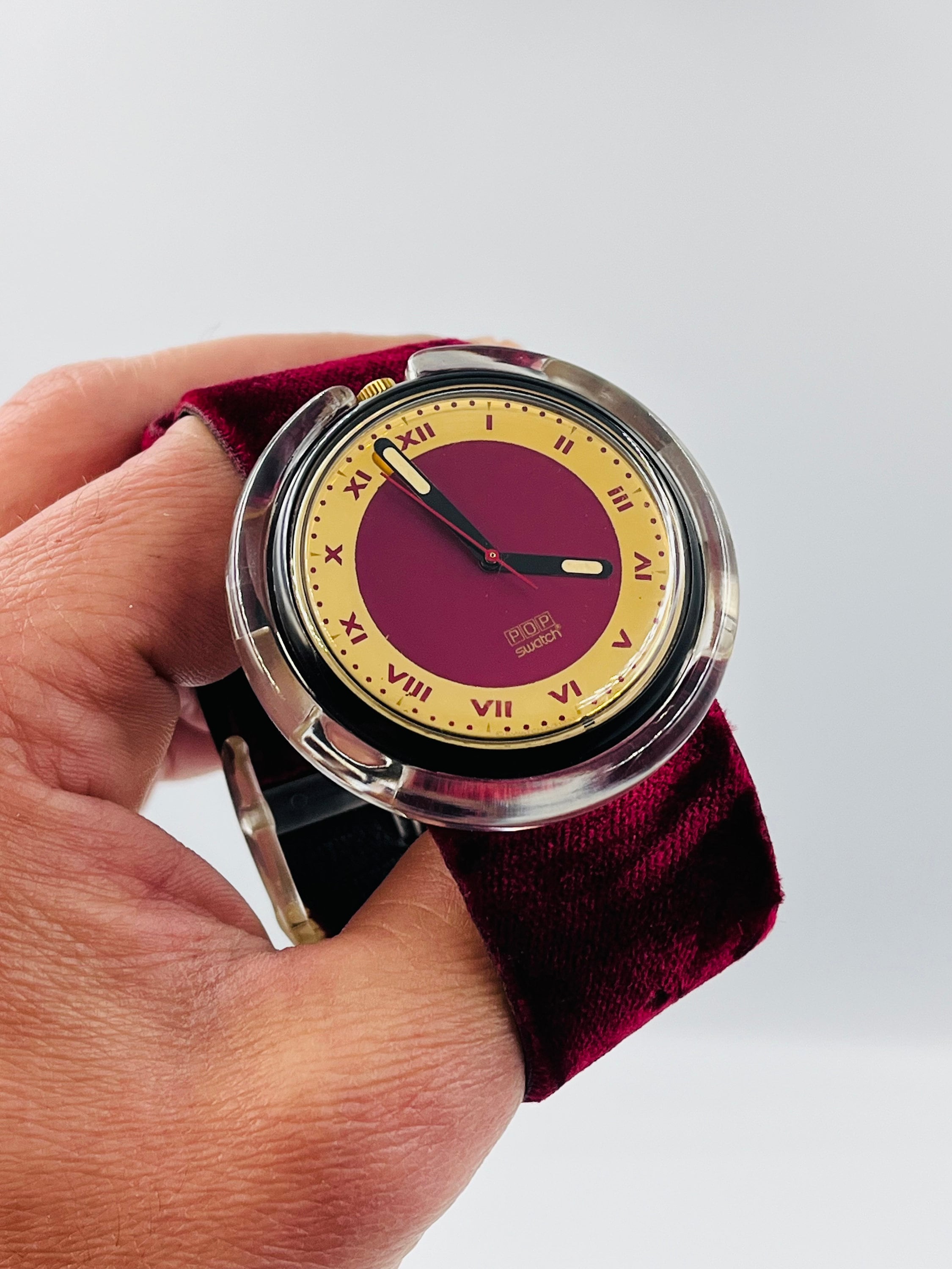 Vintage 1991 Swatch POP Watch With Red Velvet Band - Etsy
