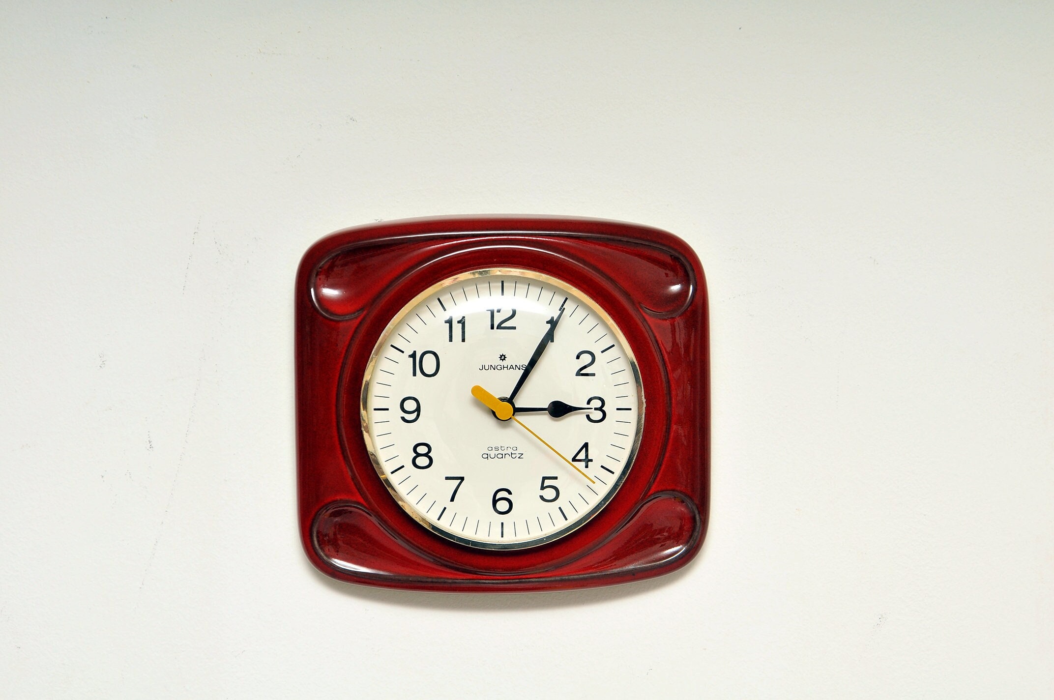 Junghans Ceramic Wall Clock 60s Porcelain Wall Clock Red Etsy