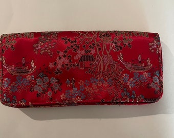 Vintage Red Asian Satin Clutch