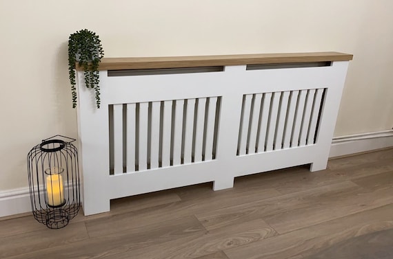 Custom radiator cover with chunky oak top
