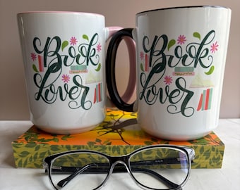 Book Lover Mug | Floral Reading Gift | Coffee Tea Cup | Bibliophile Present