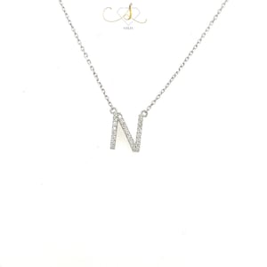 Colar inicial de diamante 14K - Pingente de letra de diamante em ouro maciço - Presente significativo - Joias personalizadas - Pingente inicial delicado
