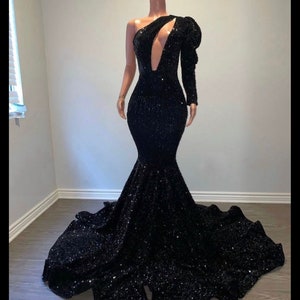 Long evening dresses, black sequence dress, elegant prom dresses, black prom dress , women fashion dress , black women party dresses