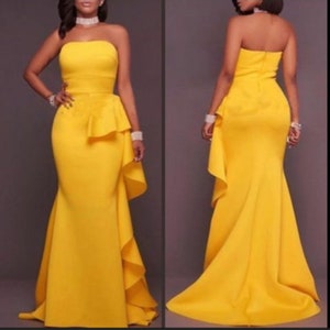 Yellow dresses, long evening gown, yellow prom dresses, bridesmaid dresses, wedding dresses, women fashion dresses, stretchy fitted gown