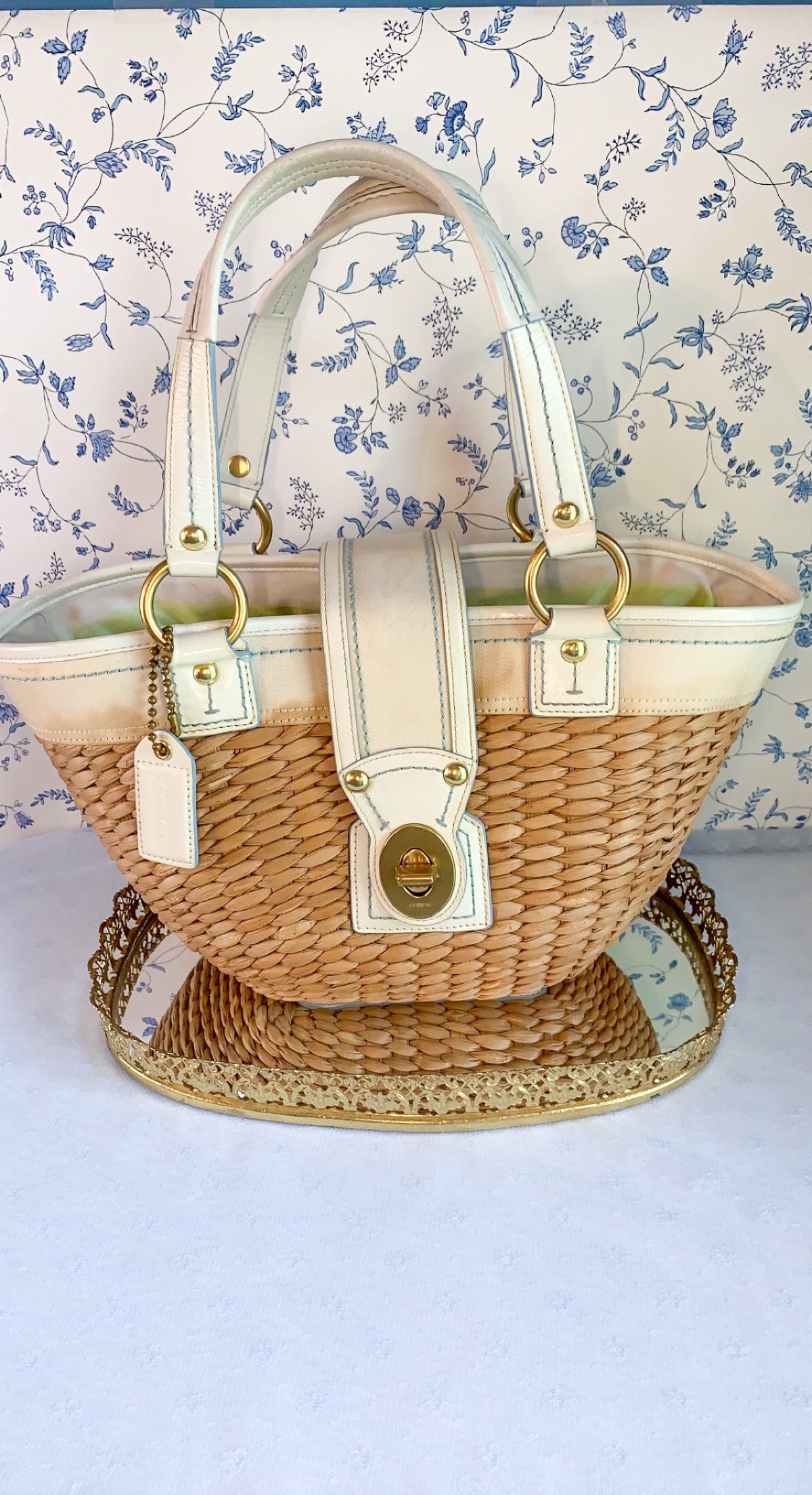 COACH Straw Basket Tote Bag in Natural