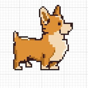 corgis pixel PNG digital Download Haustier Hund braun orange weiß flauschig kurze Beine Cricut Silhouette Filw Print und Cut Vektor Stick
