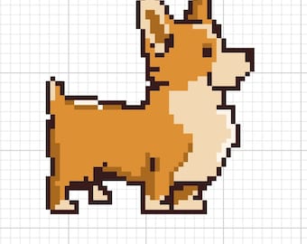 Corgi pixel PNG digital Download pet animal dog brown orange white fluffy butt short legs cricut silhouette filw print and cut vector stick