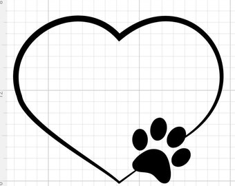 Patte coeur SVG DIGITAL DOWNLOAD animal animal patte coeur amour cricut silhouette cutfile sticker chemise vecteur