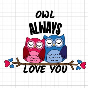 Owl Always love you SVG Digital Download Cricut silouette Cutfile Sublimation I Will always love you be mine heart valentines day valentines