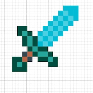 Blau Pixel Schwert PNG digitaler Download mincraft Spiel teal Waffe Pixel Dungeons and Dragons marine Abziehbild Cricut Print und geschnitten silhouetvecto