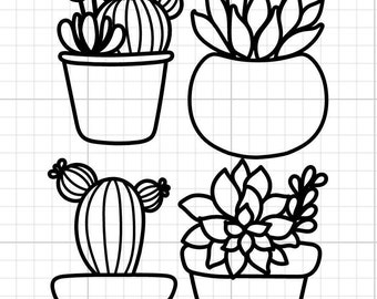 Suckulenter kaktus SVG DIGITAL NEDLADDNING växter Crazy Plant Lady Prick bunt 4 växter plantskola Cricut silhuett cutfile dekal skjortklistermärke
