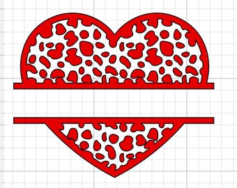 Red Cheetah Heart SVG Digital Download Red name monogram family pet love leopard print cricut silhouette cutfile decal shirt Valentines day