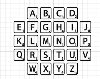 Scrabble letters SVG DIGITAL DOWNLOAD alphabet cut file letter box cut file abc cricut silhouette name family personalized nursery home