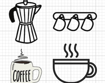 paquet de café SVG Digital Download Presse à café français tasses tasse à café pour aller magasinEr fichier coupé Silhouette cricut cuisinière verser sur le métal chaud