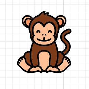 Scimmia SVG Digital Download cartone animato scimmia a strati animale giungla marrone compleanno bambino cricut silhouette cutfile strato bambini carta