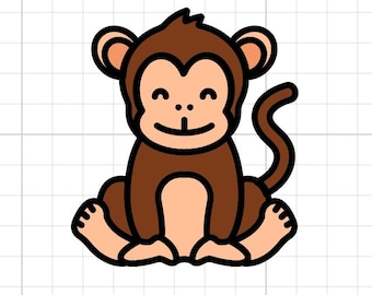 Monkey SVG Digital Download cartoon monkey layered animal jungle brown birthday child cricut silhouette cutfile layer kids nursery card